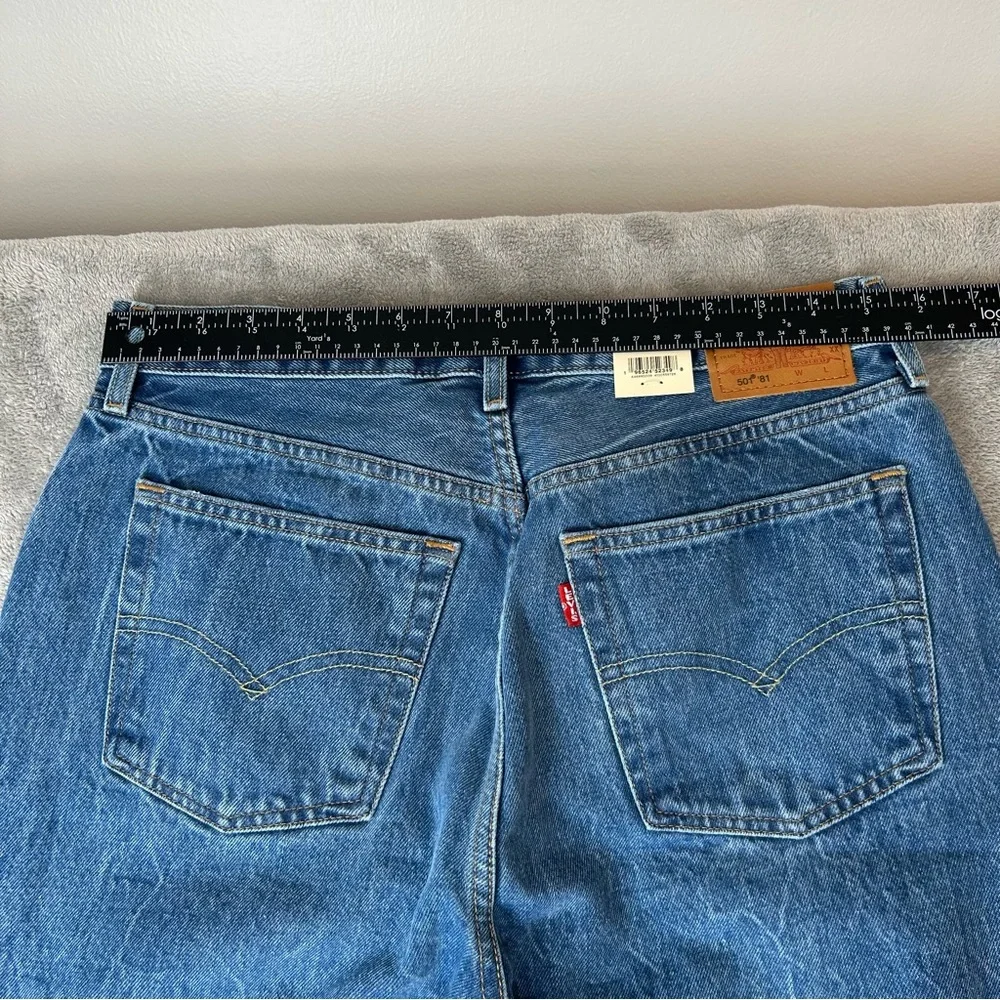 Levi's Premium Women 501 '81 Tapered Leg High‎ Rise Button Fly Jeans  Blue  NWT